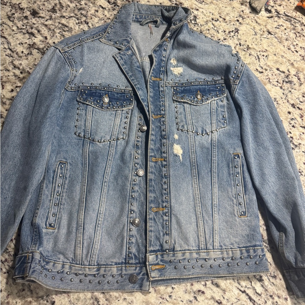 Free People Studded Denim Jacket